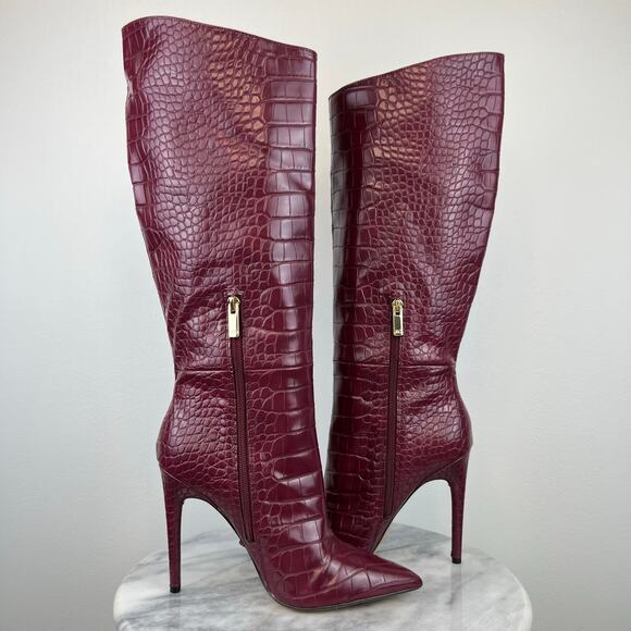 Jlo Jennifer Lopez Dark Red Adalynn Tall Stiletto Boots (Sz 9) - Picture 4 of 12